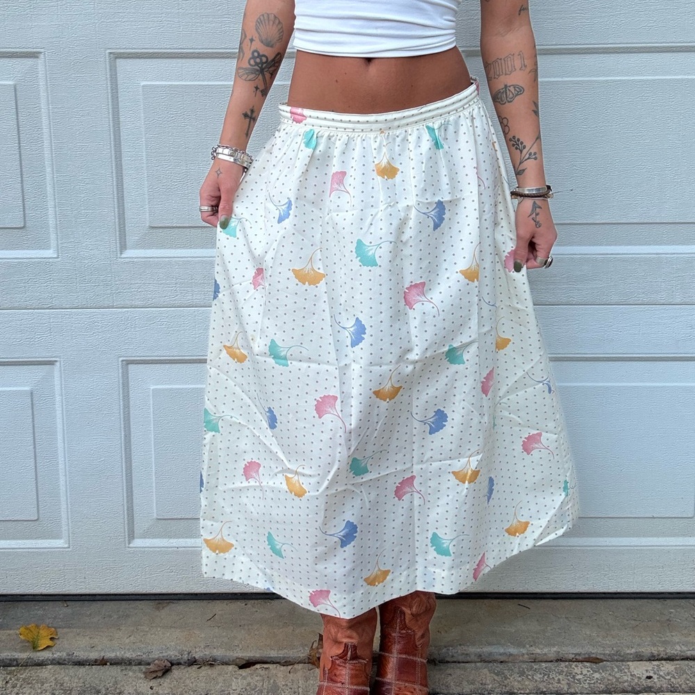 Vintage Cream Polka Dot Skirt Sz 12